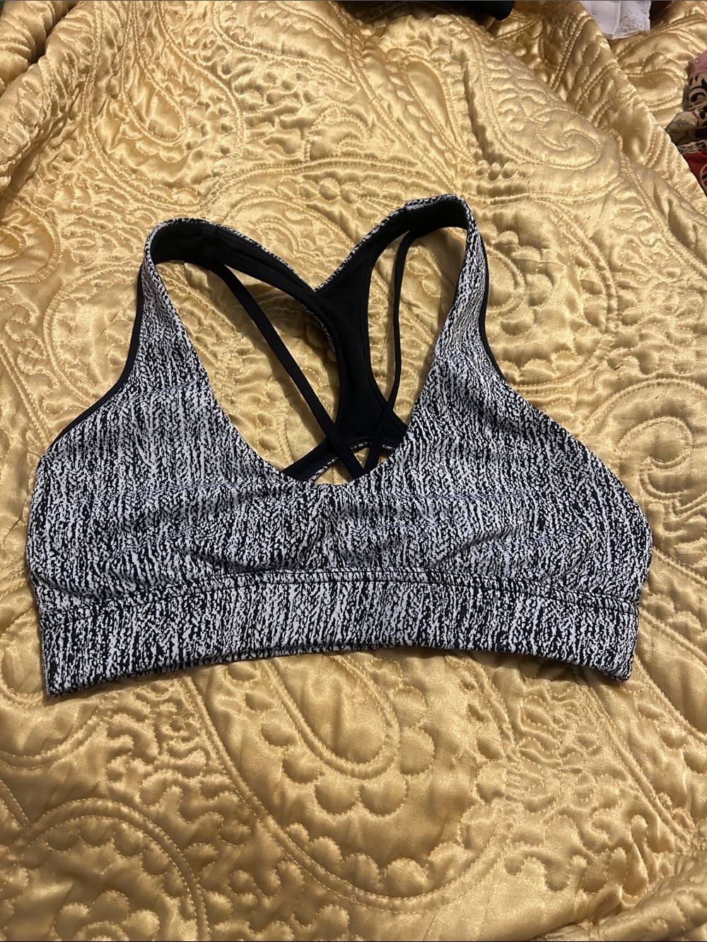 Buff bunny Black & White Heathered Sports bra